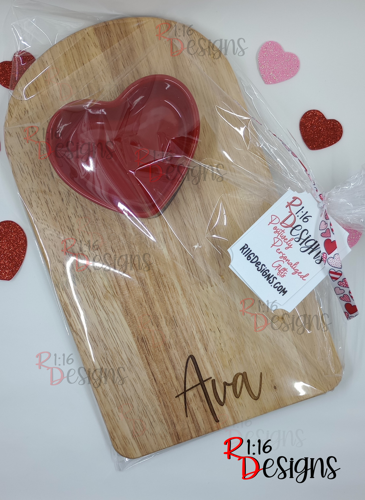 Wooden Trays with Ceramic Heart Dish