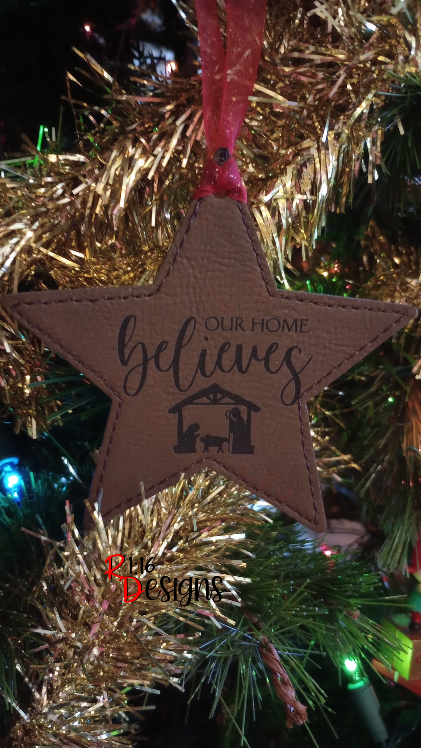 Clearance Brown Leatherette Star Ornament