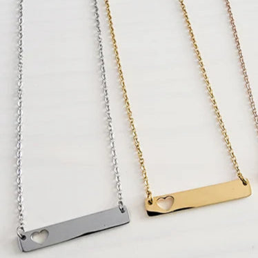 Heart Cut Out Bar Necklace