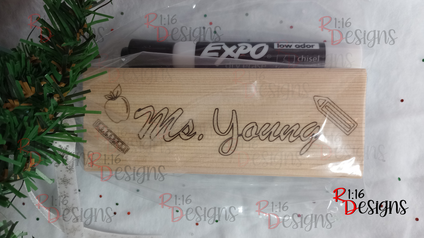 Engraved Eraser and Marker Set