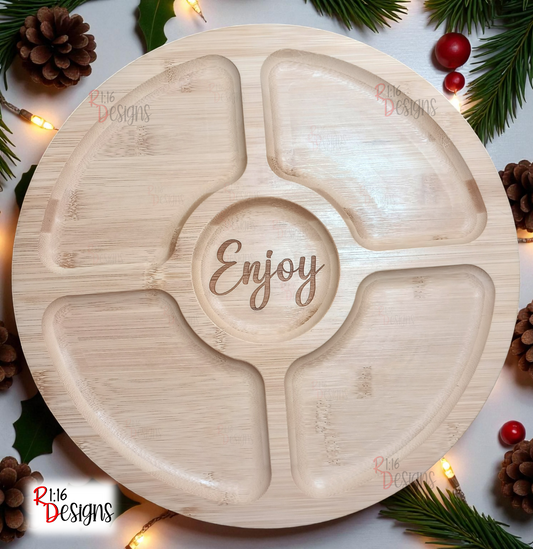 Round Charcuterie Serving Board with Lid