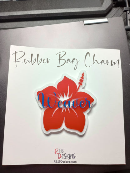 Personalized Hibiscus Rubber Bag Charm