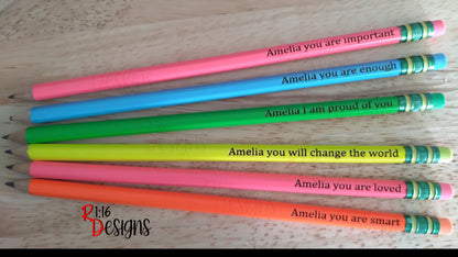 Neon Personalized Pencils