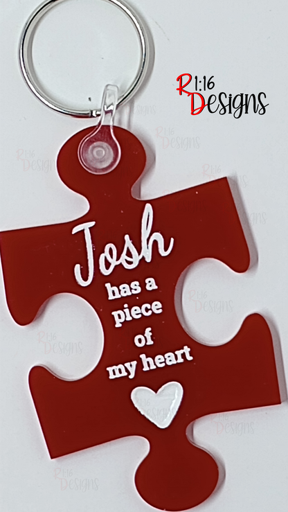 Puzzle Piece of My Heart Keychain Set