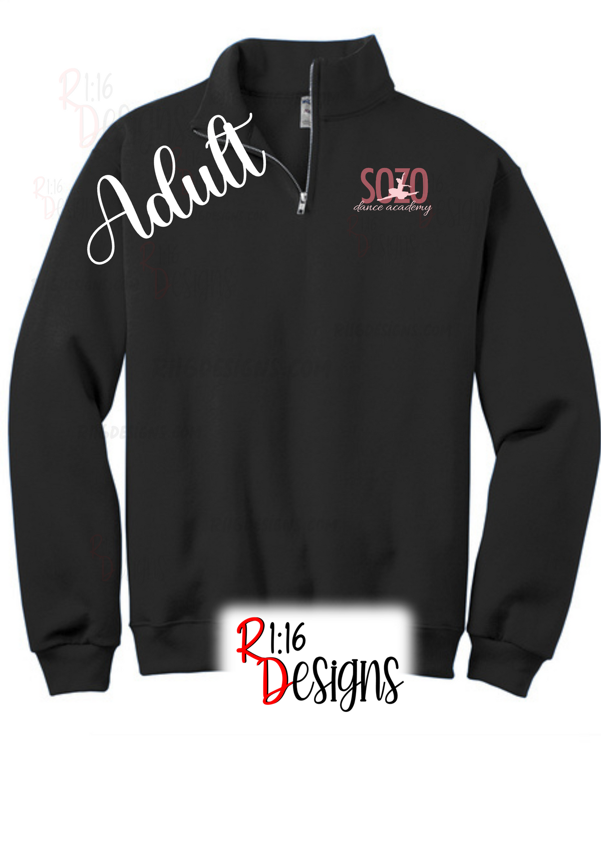 SoZo Sleeping Beauty ADULT Quarter Zip Sweatshirt
