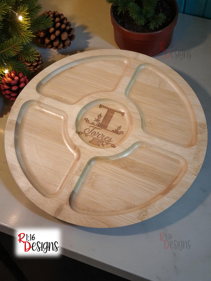 Round Charcuterie Serving Board with Lid